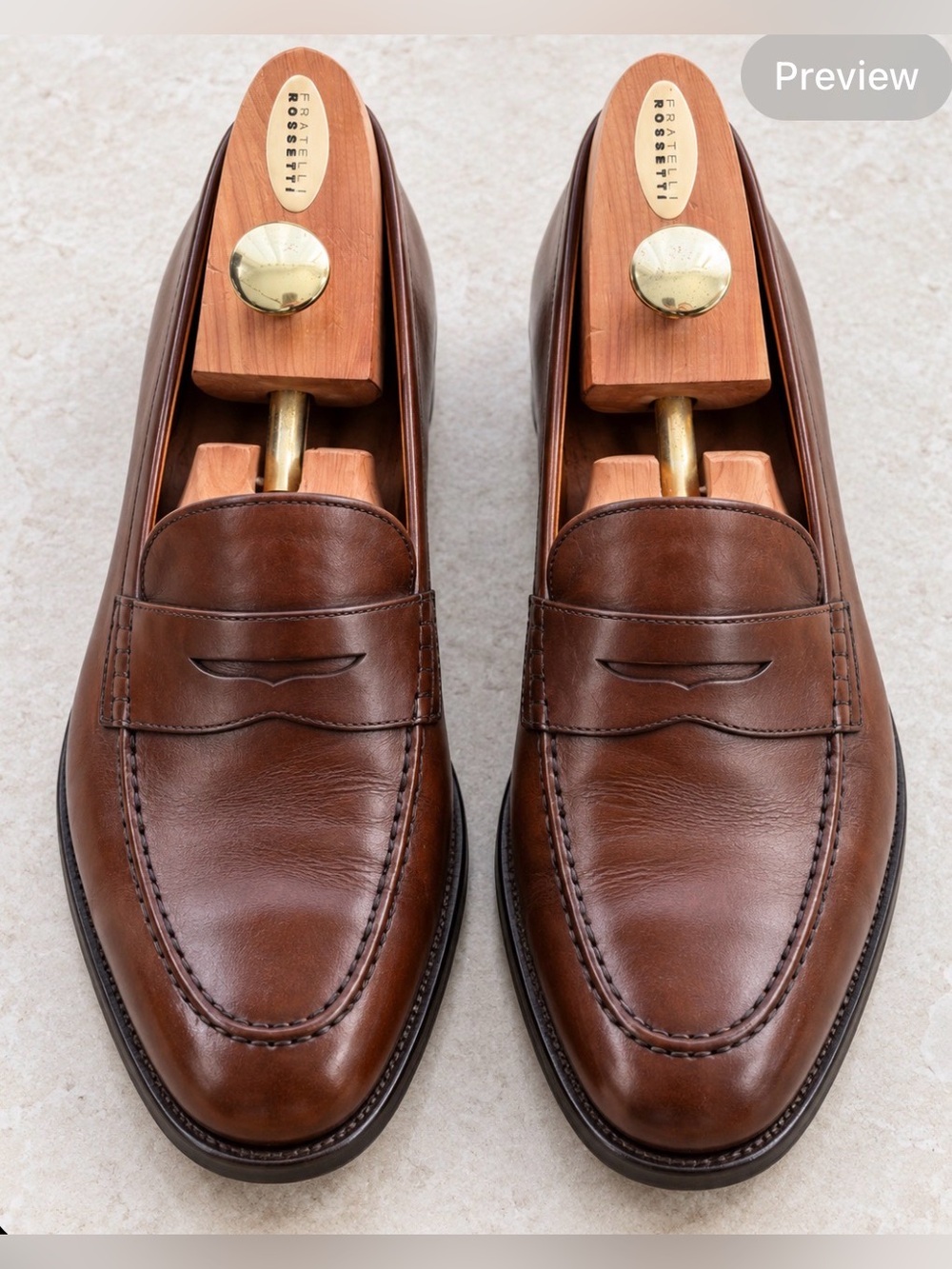 Fratelli & Rossetti Cedar Wood Trees Men’s VTG Gold Knob unique M US 8-10